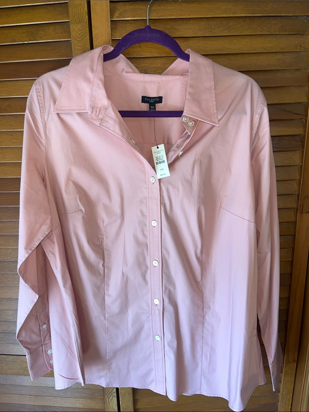 Talbots Light Pink Button-Up Shirt NWT Size16W